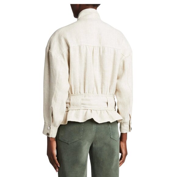 Veronica Beard Women's York Linen Bomber Jacket - Stone. Size 10 - Picture 7 of 8